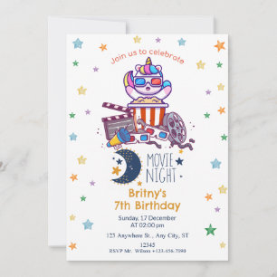 Invitation Fille de Jardin cinéma Nuit Anniversaire