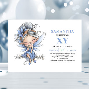 Invitation Fille de la Fée Bleue Magique 3ème Anniversaire In