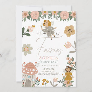 Invitation Fille de la fée rose rouille Anniversaire