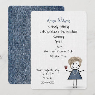 Invitation Fille de la fête de retraite avec verre à vin