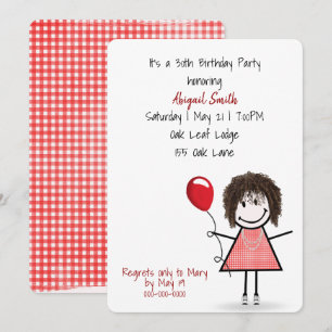 Invitation Fille de la fête du 30e anniversaire avec ballon r