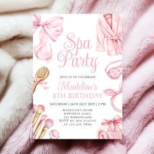 Invitation Fille de la fête Spa rose 8e anniversaire Invitati