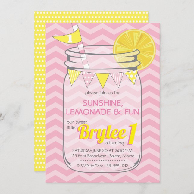 Invitation Fille de la Lemonade (Devant / Derrière)