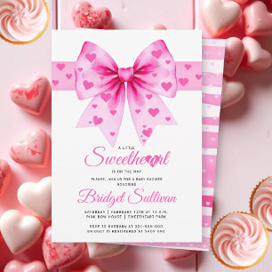 Invitation Fille de la Saint-Valentin avec un nœud rose bébé