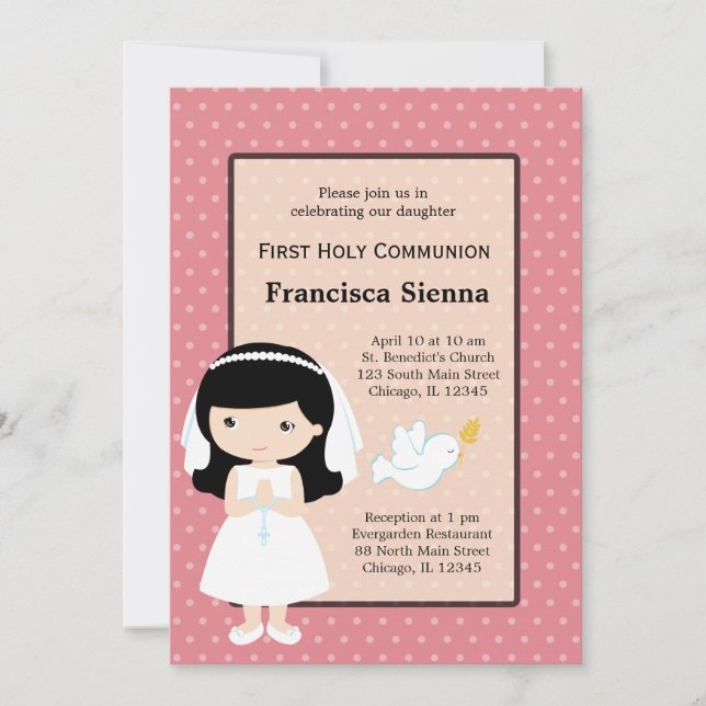 Invitation Fille de la Sainte Communion * Choisissez votre co (Devant)