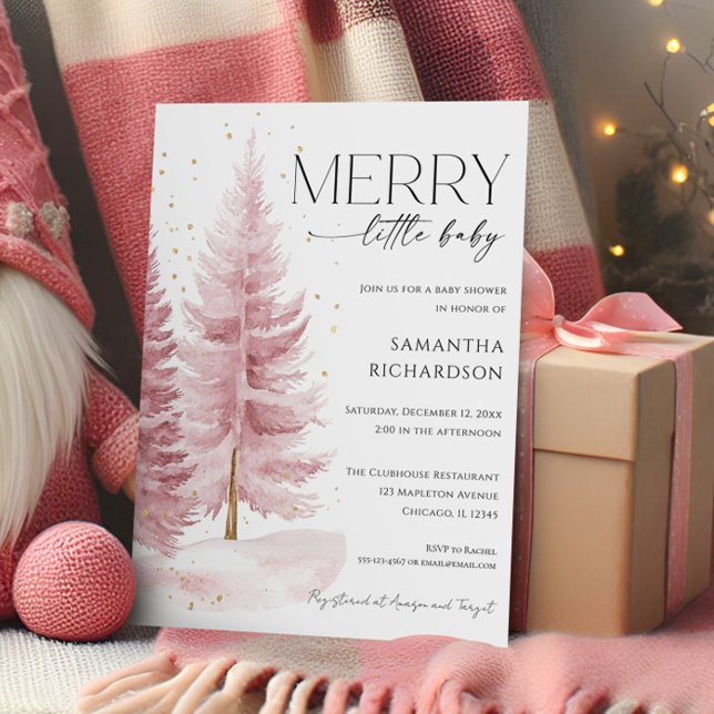 Invitation Fille de l'hiver de Noël Bain de bébé Merry Little (Créateur téléchargé)