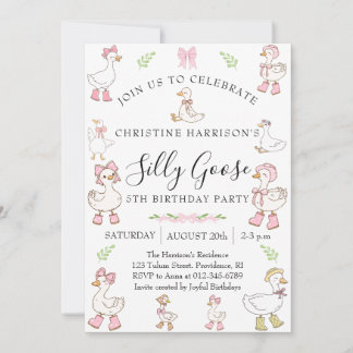 Invitation Fille de l'oie idiote 5e anniversaire
