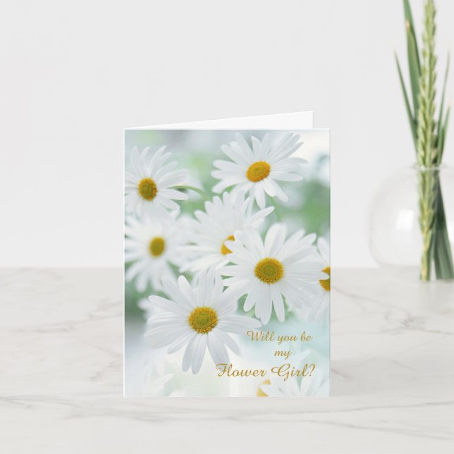 Invitation Fille de mariage fleur blanche Marguerite (Devant)