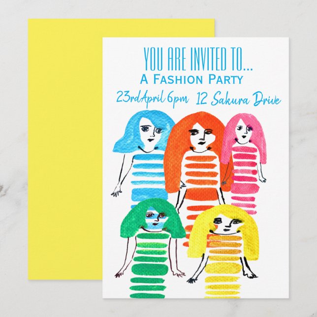 Invitation Fille de mode adolescente fête d'anniversaire de m (Devant / Derrière)