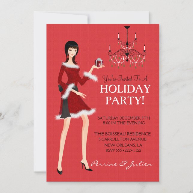 Invitation Fille de mode paillettes Noël Fête de vacances (Devant)