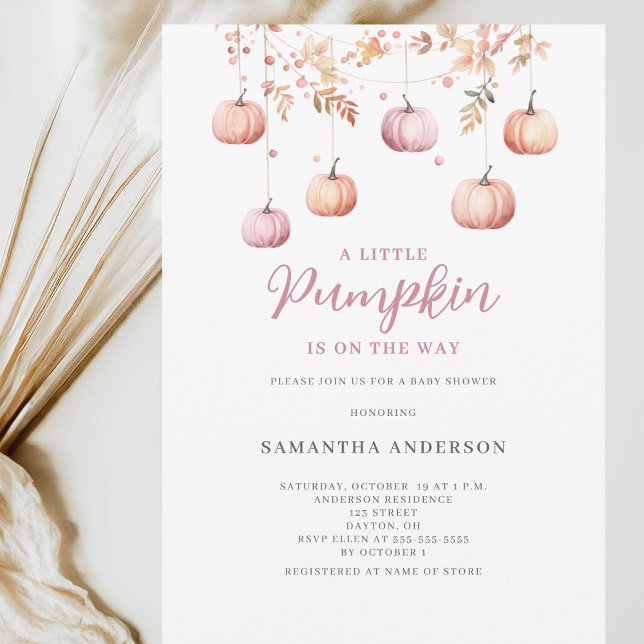 Invitation Fille de petite citrouille rose Baby Shower d'auto (Créateur téléchargé)