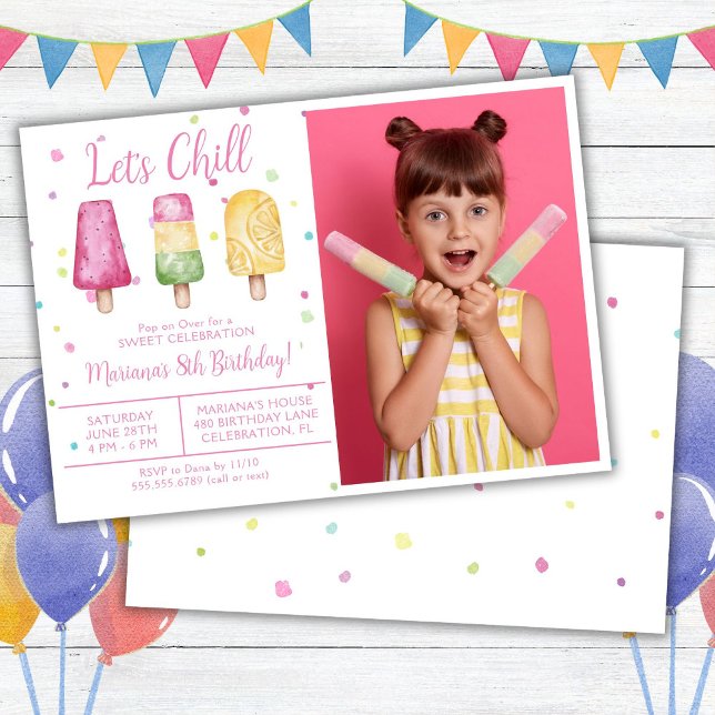 Invitation Fille de photo Été Faisons une pause Glace à la na (Créateur téléchargé)