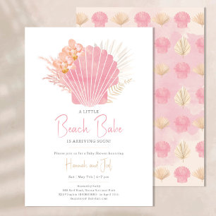 Invitation Fille de plage coquillage océan Fête de bébé