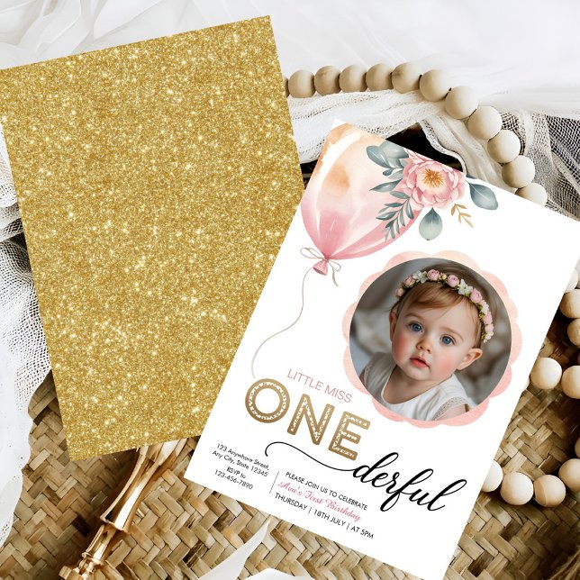 Invitation Fille de premier anniversaire Miss Onederful avec  (Créateur téléchargé)