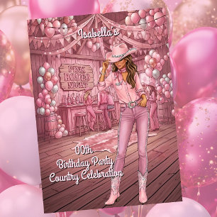 Invitation Fille de ranch rose Cowgirl Bar Fête d'anniversair