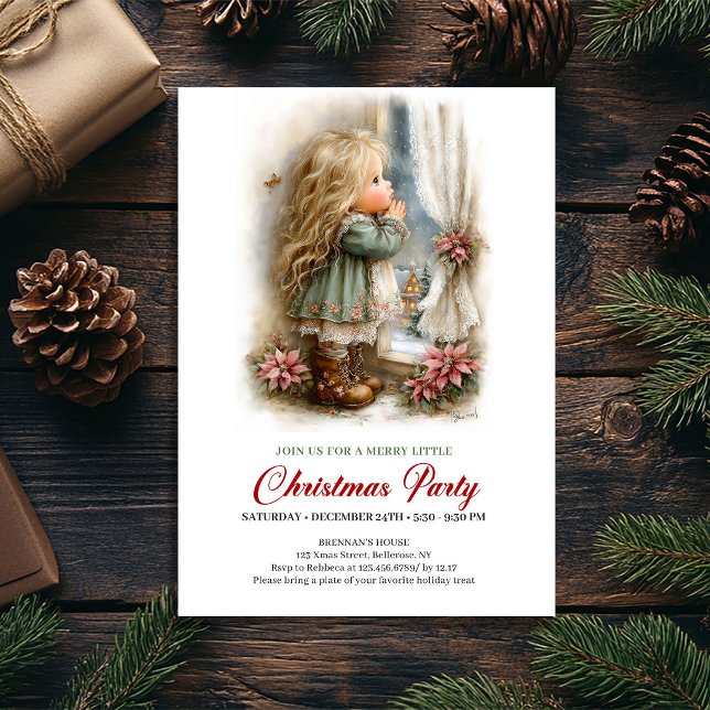 Invitation Fille de scène de vacances charmante Noël cosy (Delightful Holiday Scene Girl Cozy Christmas Invite

)