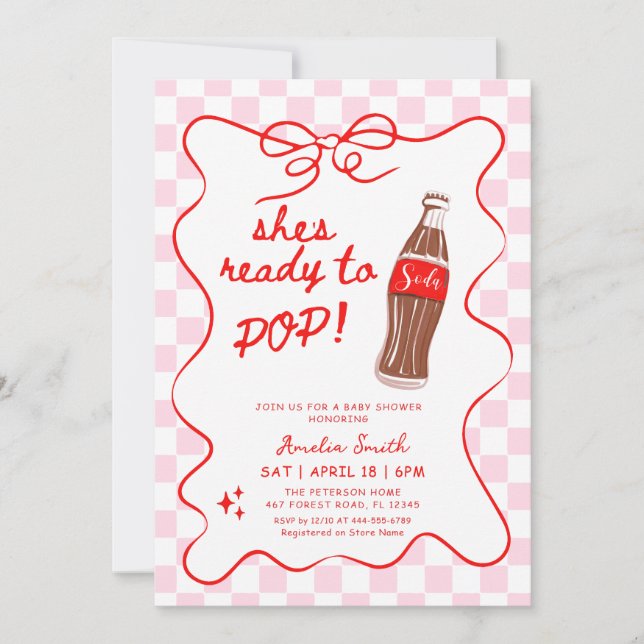 Invitation Fille de soda prête à éclater Baby shower (Devant)