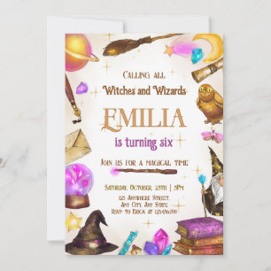 Invitation Fille de sorciers et sorcières Anniversaire Fête M