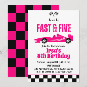 Invitation Fille de voiture de course Fast & Five 5ème annive