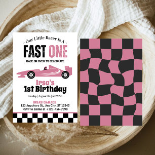 Invitation Fille de voiture de course Fast One Fête d'anniver