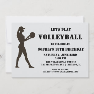 Invitation Fille de volley-ball Anniversaire, Joueur de volle