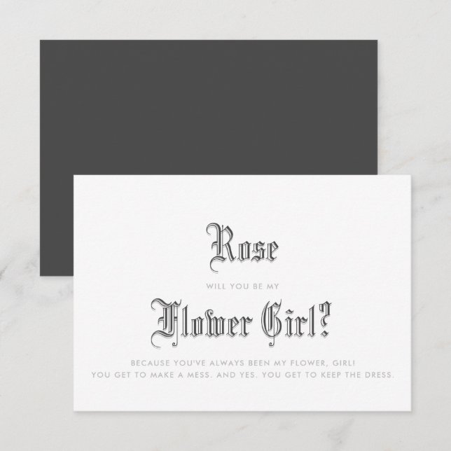 Invitation Fille des Fleurs Blackletter (Devant / Derrière)