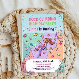 Invitation Fille d'escalade rose aventure anniversaire