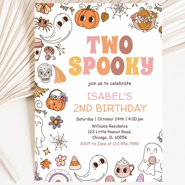 Invitation Fille Deux Fantômes Rétro Anniversaire Halloween (Créateur téléchargé)