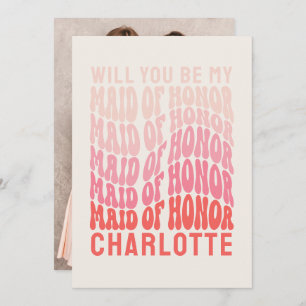 Invitation Fille d'honneur rose moderne girly rétro 60's simp