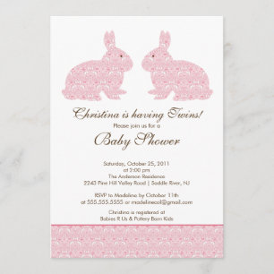 Invitation Fille d'invitation de baby shower de lapin de