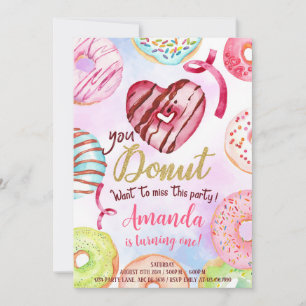 Invitation Fille Donut 1er anniversaire