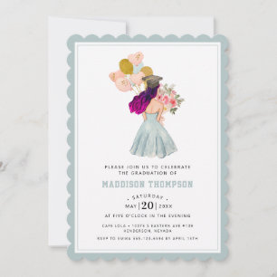 Invitation Fille douce avec Aquarelle pourpre