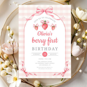 Invitation Fille douce fraise 2ème anniversaire