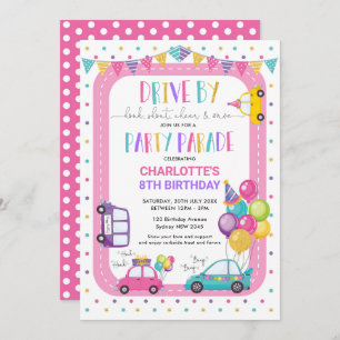 Invitation Fille Drive By Birthday Parade Quarantine Party