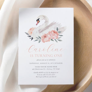 Invitation Fille du cygne floral Anniversaire