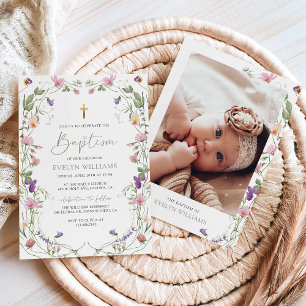 Invitation Fille du jardin floral Baptême et Christening Phot