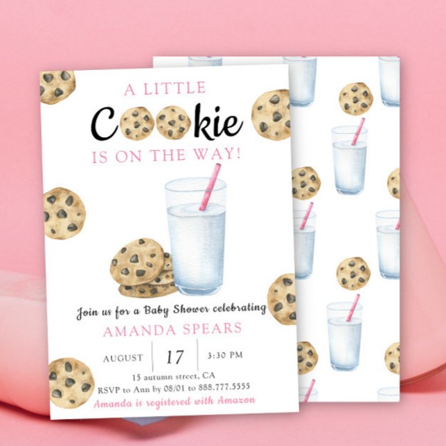 Invitation Fille du lait et des cookies Baby shower (Créateur téléchargé)
