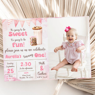 Invitation Fille du lait et des cookies Photo de fête d'anniv