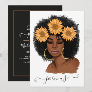 Invitation Fille du tournesol afro-américaine enterrement de 