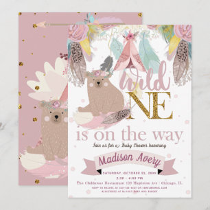 Invitation Fille d'un Baby shower sauvage