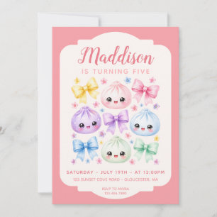 Invitation Fille écrasée mignonne kawaii dumpling fête d'anni