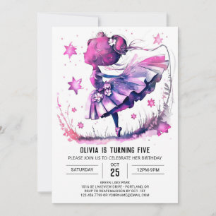 Invitation Fille Editable Ballerina Anniversaire