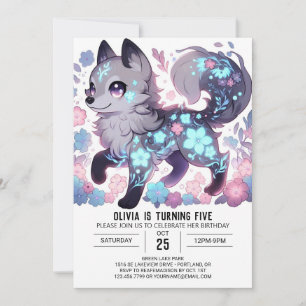 Invitation Fille Editable Wolf Digital Anniversaire