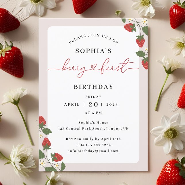 Invitation Fille Élégante Rustique Premier Anniversaire aux F (Créateur téléchargé)