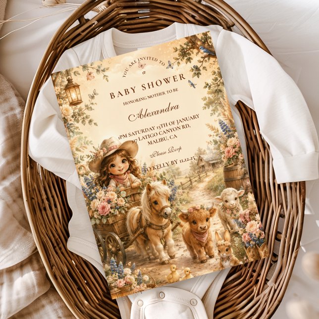 Invitation Fille Élégante Shower Bébé Western Boho (Créateur téléchargé)