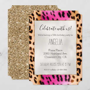 Invitation Fille Empreinte de léopard de crème rose