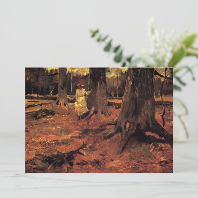 Invitation Fille en blanc dans les bois par Vincent van Gogh (Debout devant)