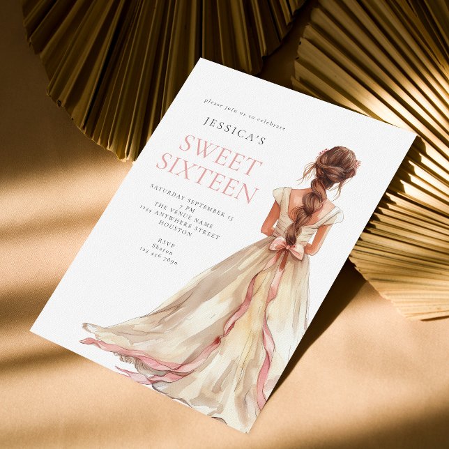 Invitation Fille en Blush Pink Gown Sweet 16 Anniversaire (Créateur téléchargé)
