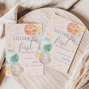 Invitation Fille Espace extra-atmosphérique Premier anniversa