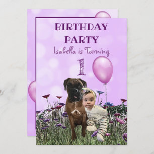 Invitation Fille et son chien Premier anniversaire